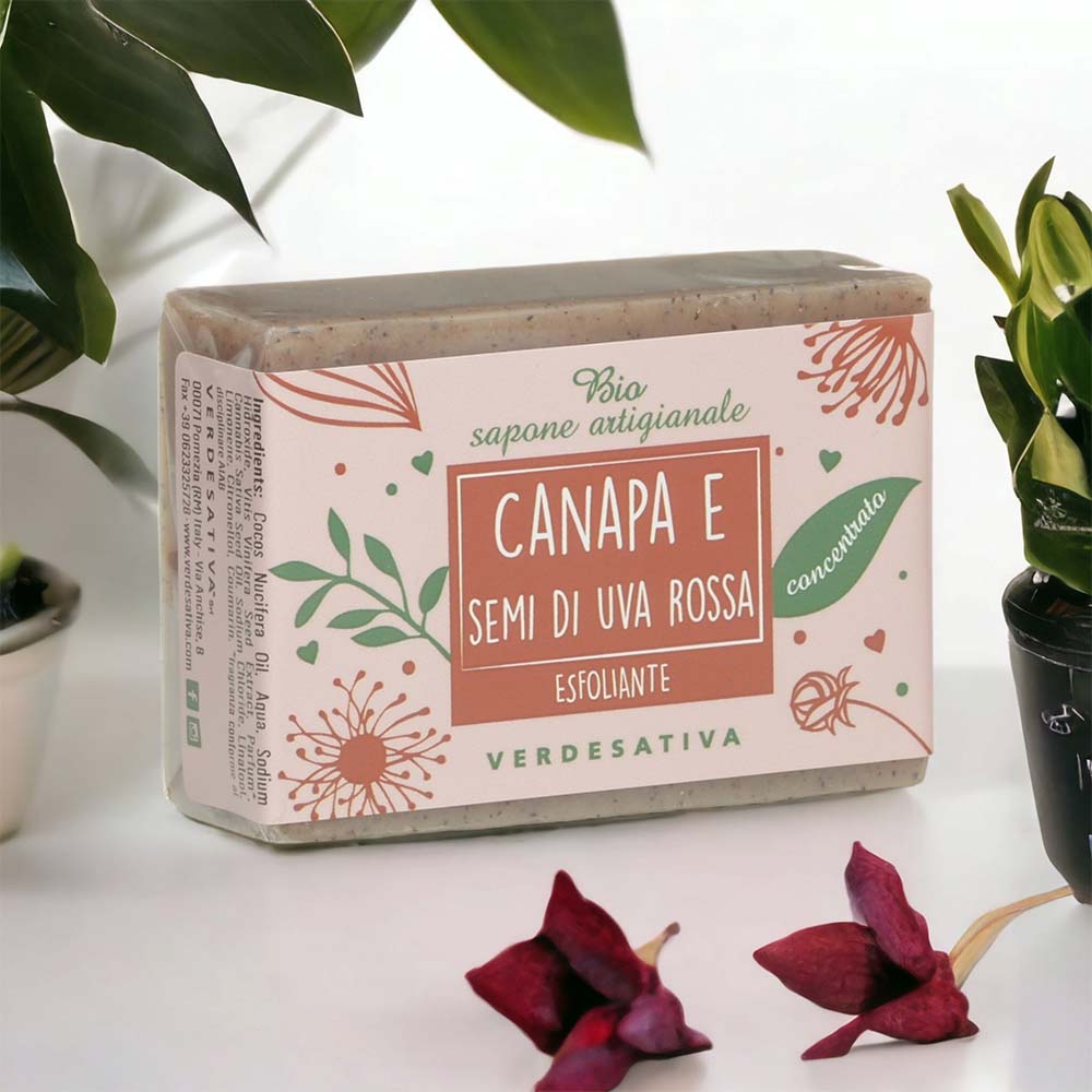 Bio-concentrated soap with hemp and red grape seeds