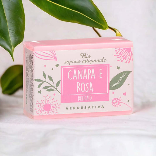 Bio-concentrated soap with hemp and rose